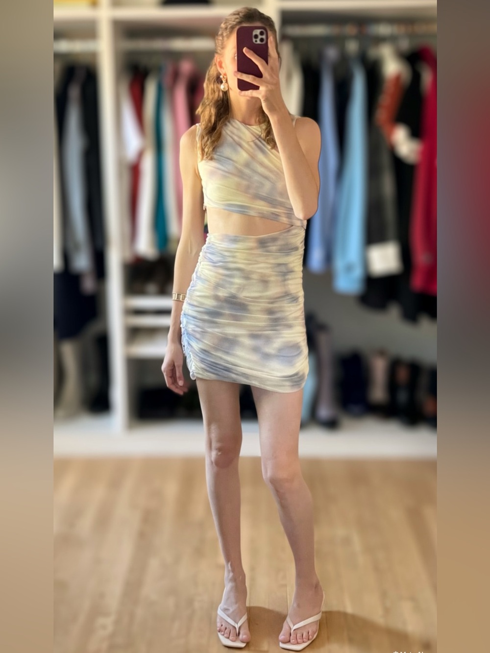 Zara Pastel Tie-Dye Cutout Mini Dress